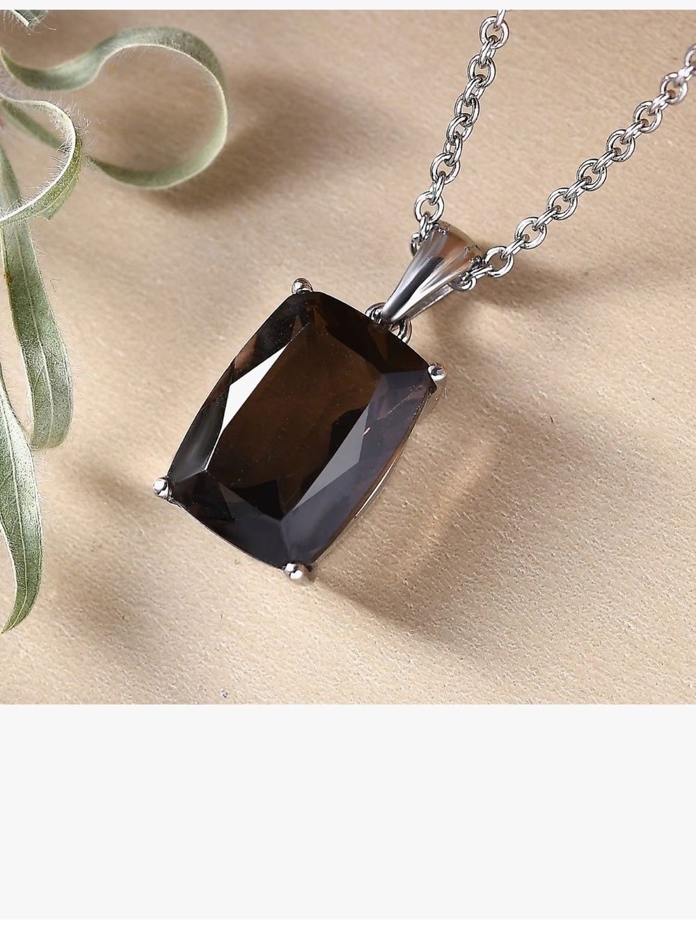 6.35 Brazilian Smoky Quartz Cushion Pendant Necklace with magnet clasp